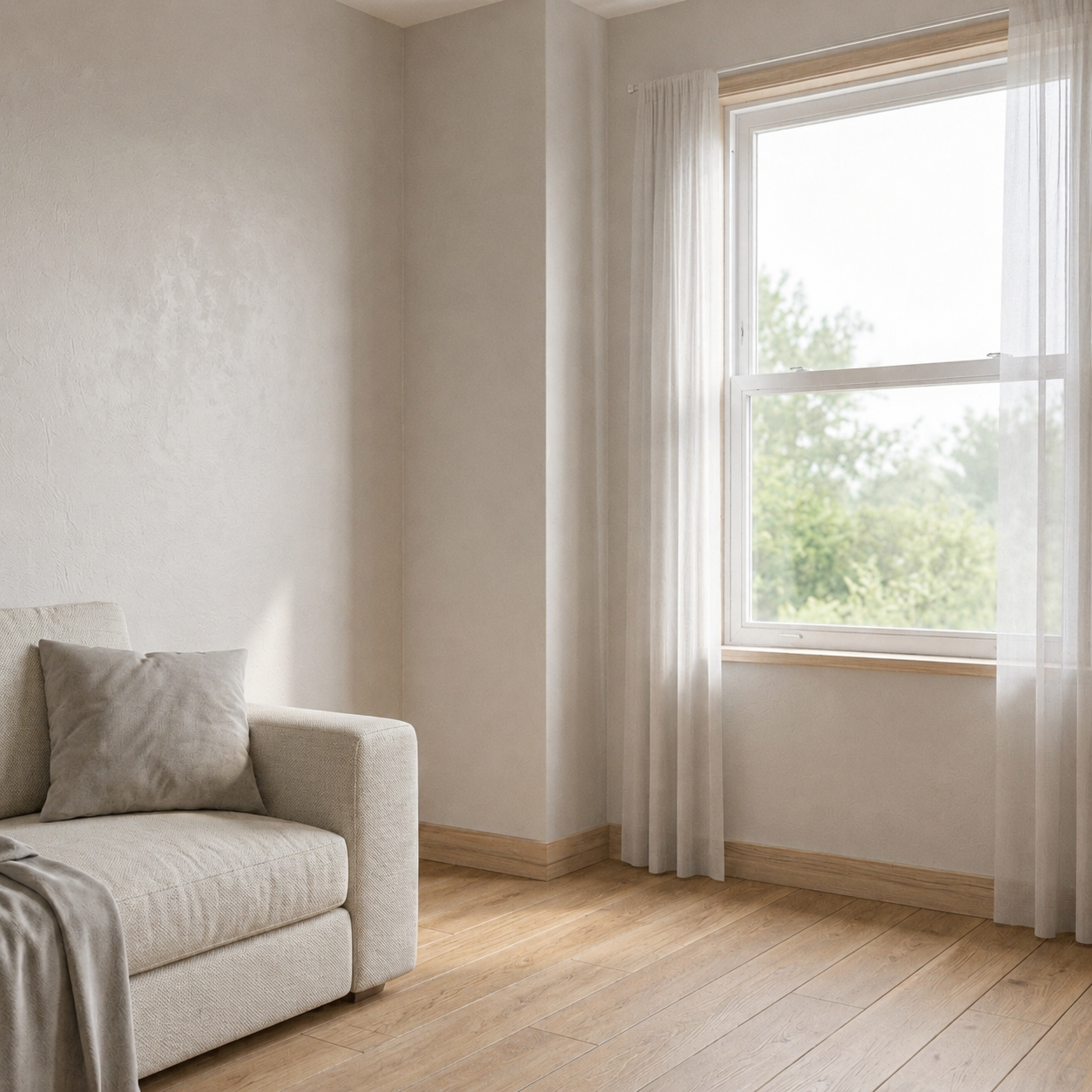 Interior photo after AI contrast correction — restored depth and highlights