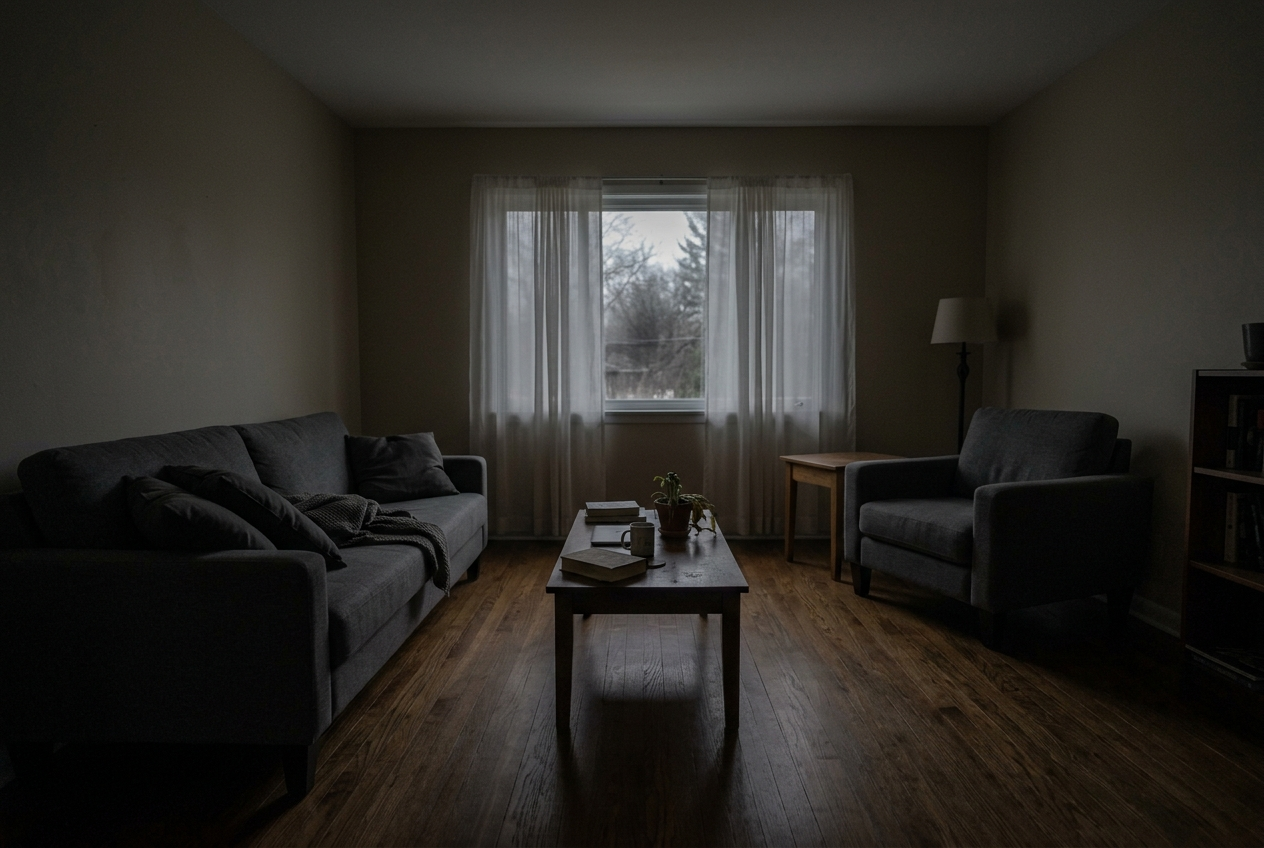 Dull, underexposed interior photo before AI image enhancement