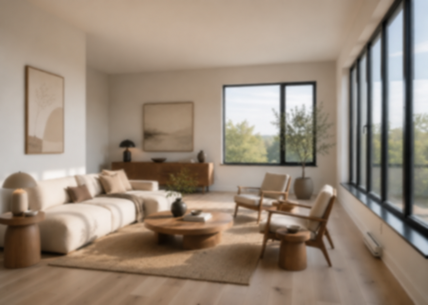 Compressed low-resolution modern living room before Lovspark Image Upscale